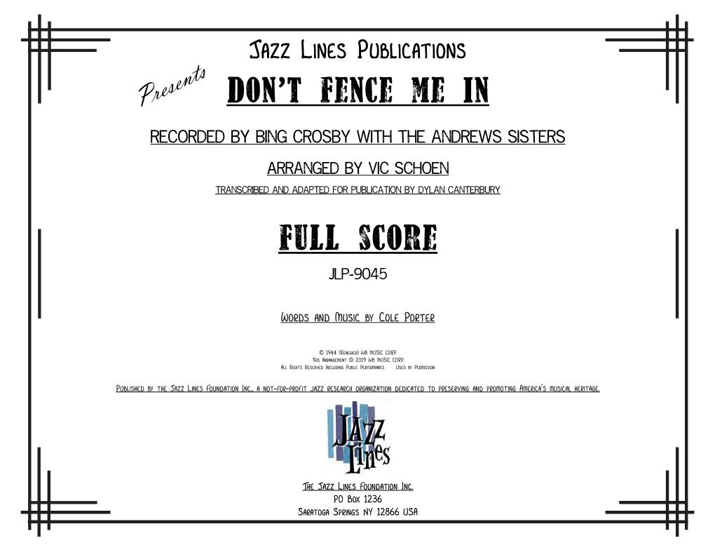 Don't Fence Me in Full Score