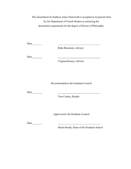 This Dissertation by Kathryn Anne Chenoweth Is Accepted in Its