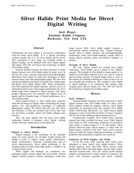 Silver Halide Print Media for Direct Digital Writing