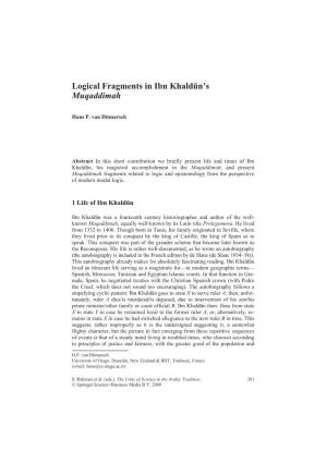 Logical Fragments in Ibn Khaldūn's Muqaddimah