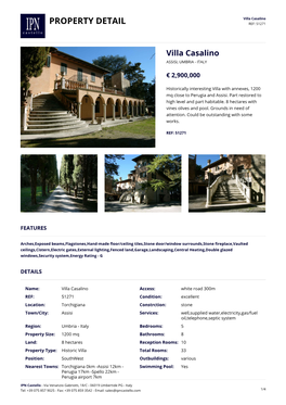 Villa Casalino PROPERTY DETAIL REF: 51271