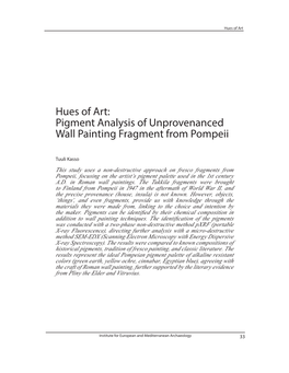 Hues of Art: Pigment Analysis of Unprovenanced Wall Painting Fragment from Pompeii