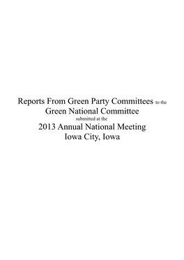 2013 Committee Reports