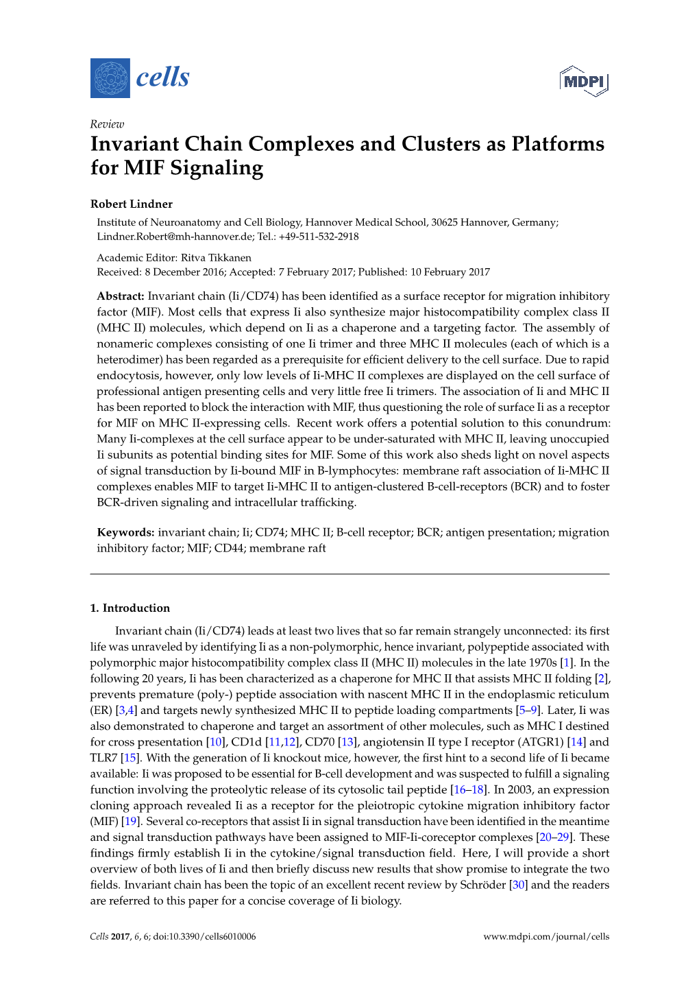 Invariant Chain Complexes and Clusters As Platforms for MIF Signaling