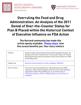 Overruling the Food and Drug Administration