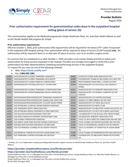 Provider Bulletin Prior Authorization Requirement for Gastrointestinal