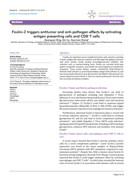 Ficolin-2 Triggers Antitumor and Anti-Pathogen Effects by Activating