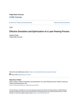 Effective Simulation and Optimization of a Laser Peening Process