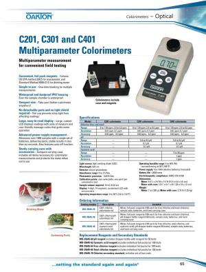 C201, C301 and C401 Multiparameter Colorimeters Multiparameter Measurement for Convenient Field Testing