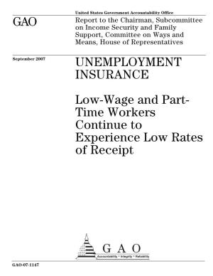 GAO-07-1147 Unemployment Insurance: Low-Wage and Part