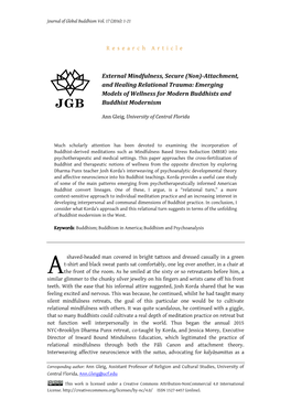 External Mindfulness, Secure (Non)-Attachment, and Healing Relational Trauma: Emerging Models of Wellness for Modern Buddhists and Buddhist Modernism