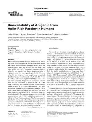 Bioavailability of Apigenin from Apiin-Rich Parsley in Humans