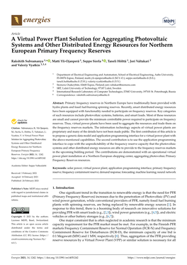 A Virtual Power Plant Solution for Aggregating Photovoltaic Systems and Other Distributed Energy Resources for Northern European Primary Frequency Reserves