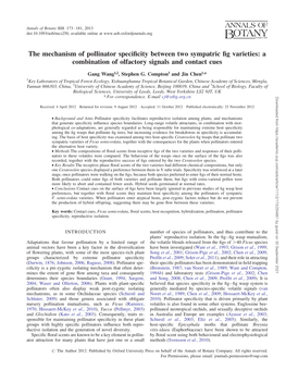 The Mechanism of Pollinator Specificity Between Two Sympatric