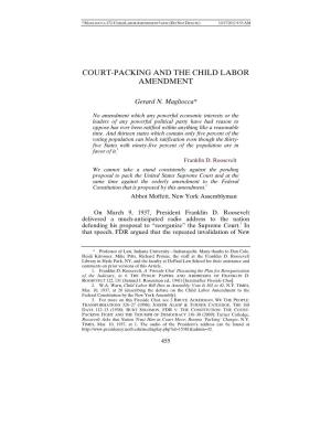 Court-Packing and the Child Labor Amendment