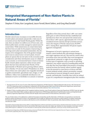 Integrated Management of Non-Native Plants in Natural Areas of Florida1 Stephen F