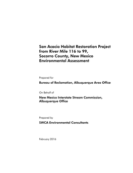 San Acacia Habitat Restoration Project Draft Environmental