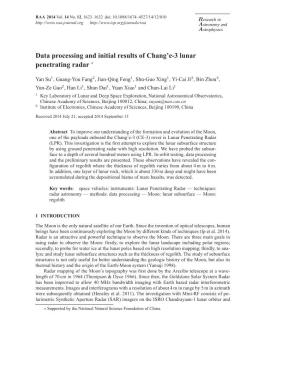 Data Processing and Initial Results of Chang'e-3 Lunar Penetrating Radar ∗