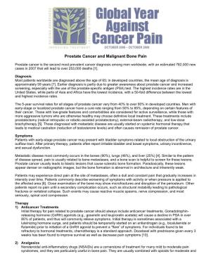 Prostate Cancer and Malignant Bone Pain
