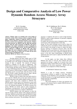 Design and Comparative Analysis of Low Power Dynamic Random Access Memory Array Strucyure