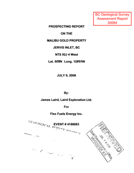 BC Geological Survey Assessment Report 30084