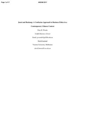 Junzi and Rushang: a Confucian Approach to Business Ethics in A