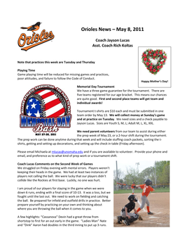 Orioles News – May 8, 2011