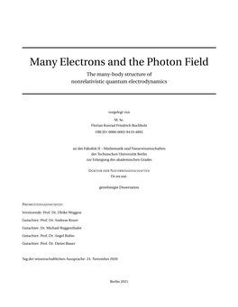 Many Electrons and the Photon Field the Many-Body Structure of Nonrelativistic Quantum Electrodynamics