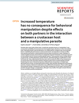 Increased Temperature Has No Consequence for Behavioral