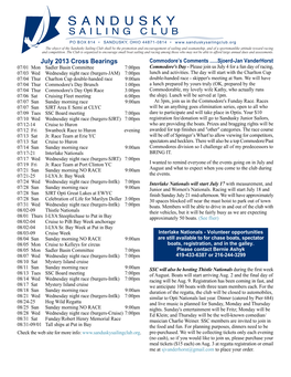 July 2013 Cross Bearings Commodore’S Comments