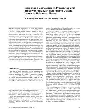 Indigenous Ecotourism in Preserving and Empowering Mayan Natural and Cultural Values at Palenque, Mexico