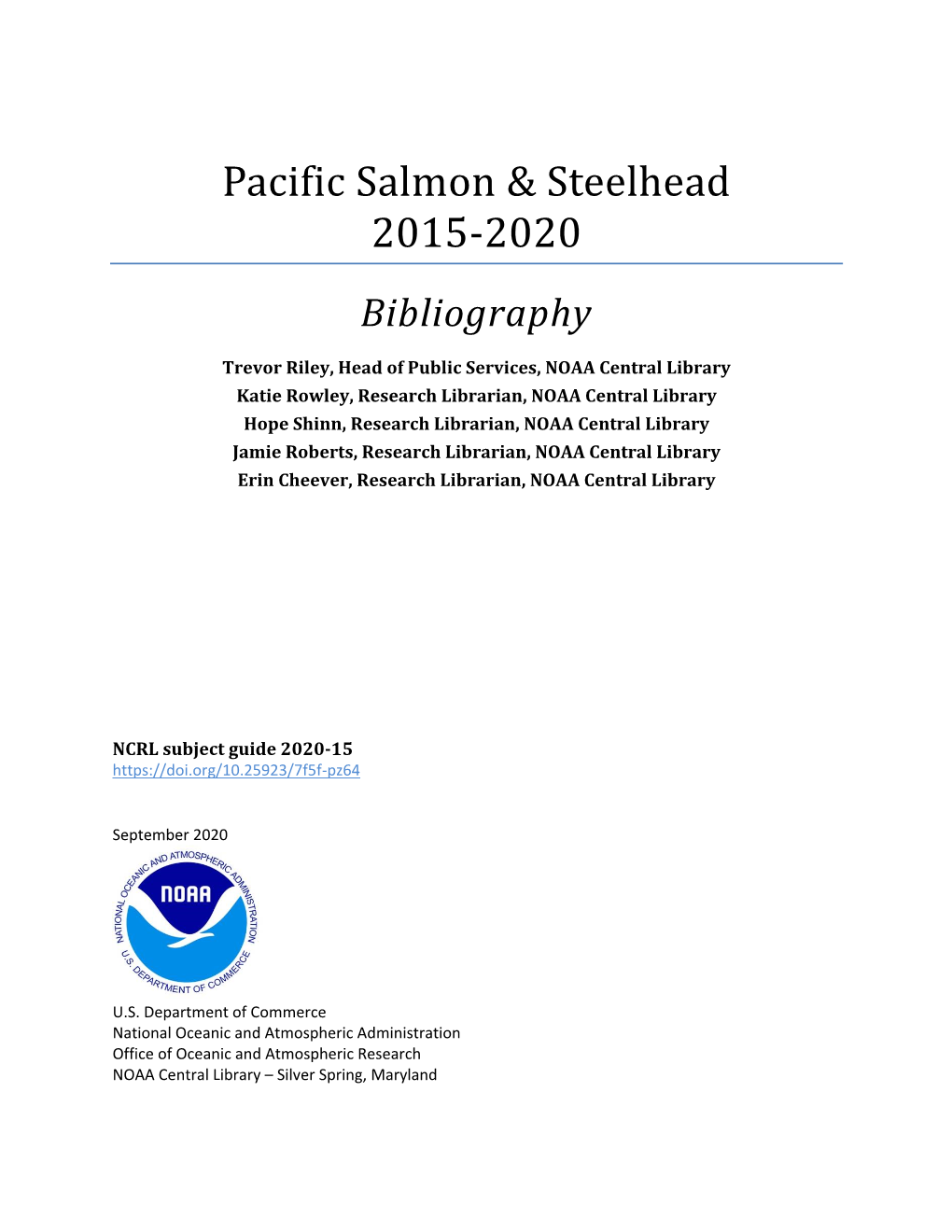 Pacific Salmon & Steelhead 2015-2020
