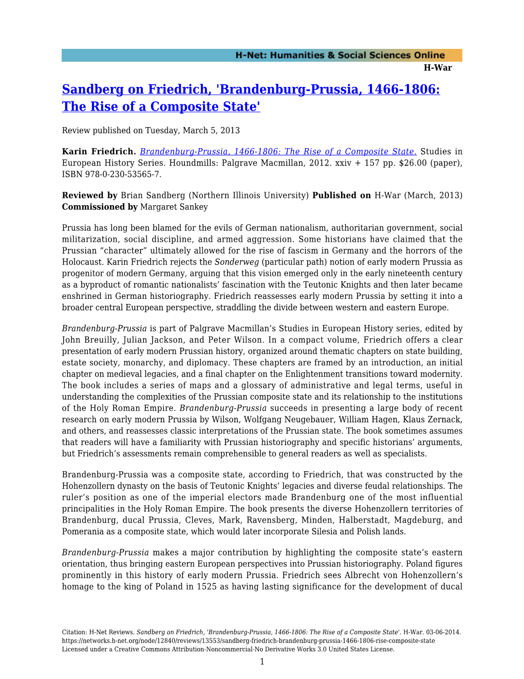 Brandenburg-Prussia, 1466-1806: the Rise of a Composite State'