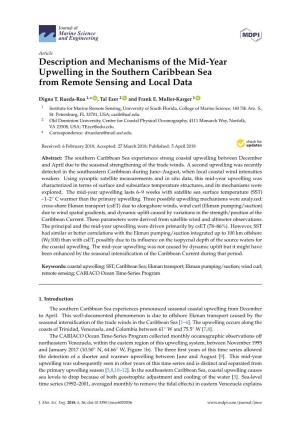 Description and Mechanisms of the Mid-Year Upwelling in the Southern Caribbean Sea from Remote Sensing and Local Data