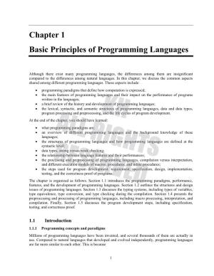 Chapter 1 Basic Principles of Programming Languages