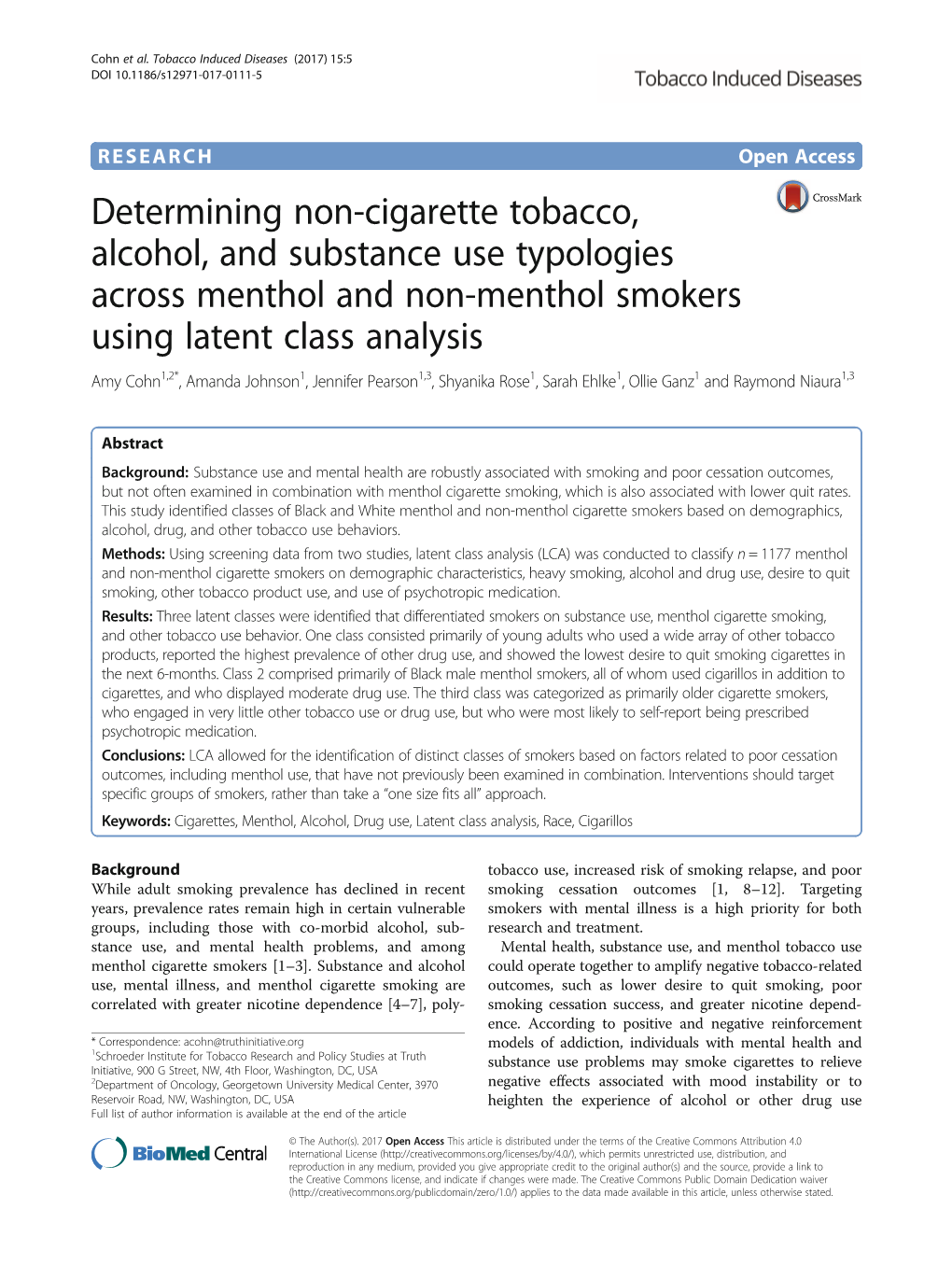 Determining Non-Cigarette Tobacco, Alcohol, and Substance Use