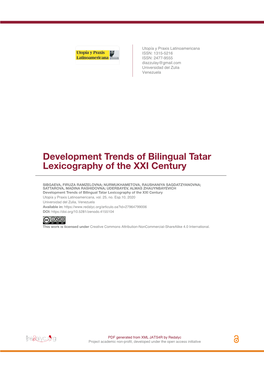 Development Trends of Bilingual Tatar Lexicography of the XXI Century