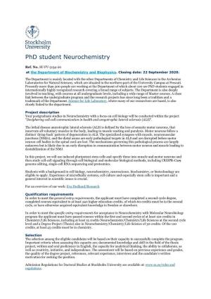 Phd Student Neurochemistry