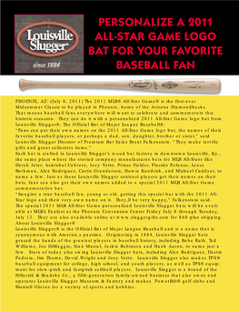 Personalize a 2011 All-Star Game Logo Bat for Your Favorite Baseball Fan