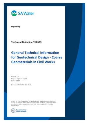 General Technical Information for Geotechnical Design ‐ Coarse Geomaterials in Civil Works