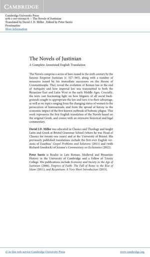 The Novels of Justinian Translated by David J
