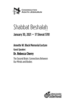 Shabbat Beshalah January 30, 2021 • 17 Shevat 5781