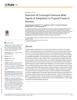 Detection of Convergent Genome-Wide Signals Of