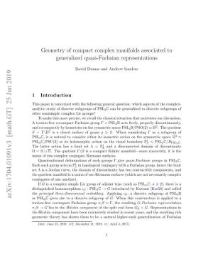 Geometry of Compact Complex Manifolds Associated to Generalized Quasi-Fuchsian Representations