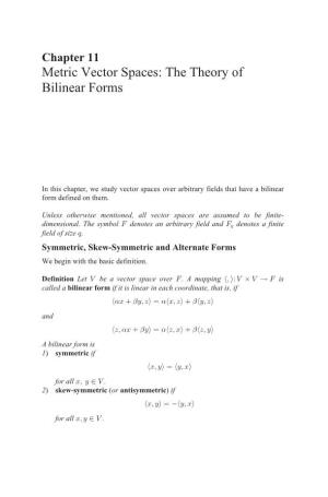 Metric Vector Spaces: the Theory of Bilinear Forms