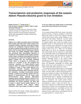Transcriptomic and Proteomic Responses of the Oceanic Diatom Pseudo-Nitzschia Granii to Iron Limitation