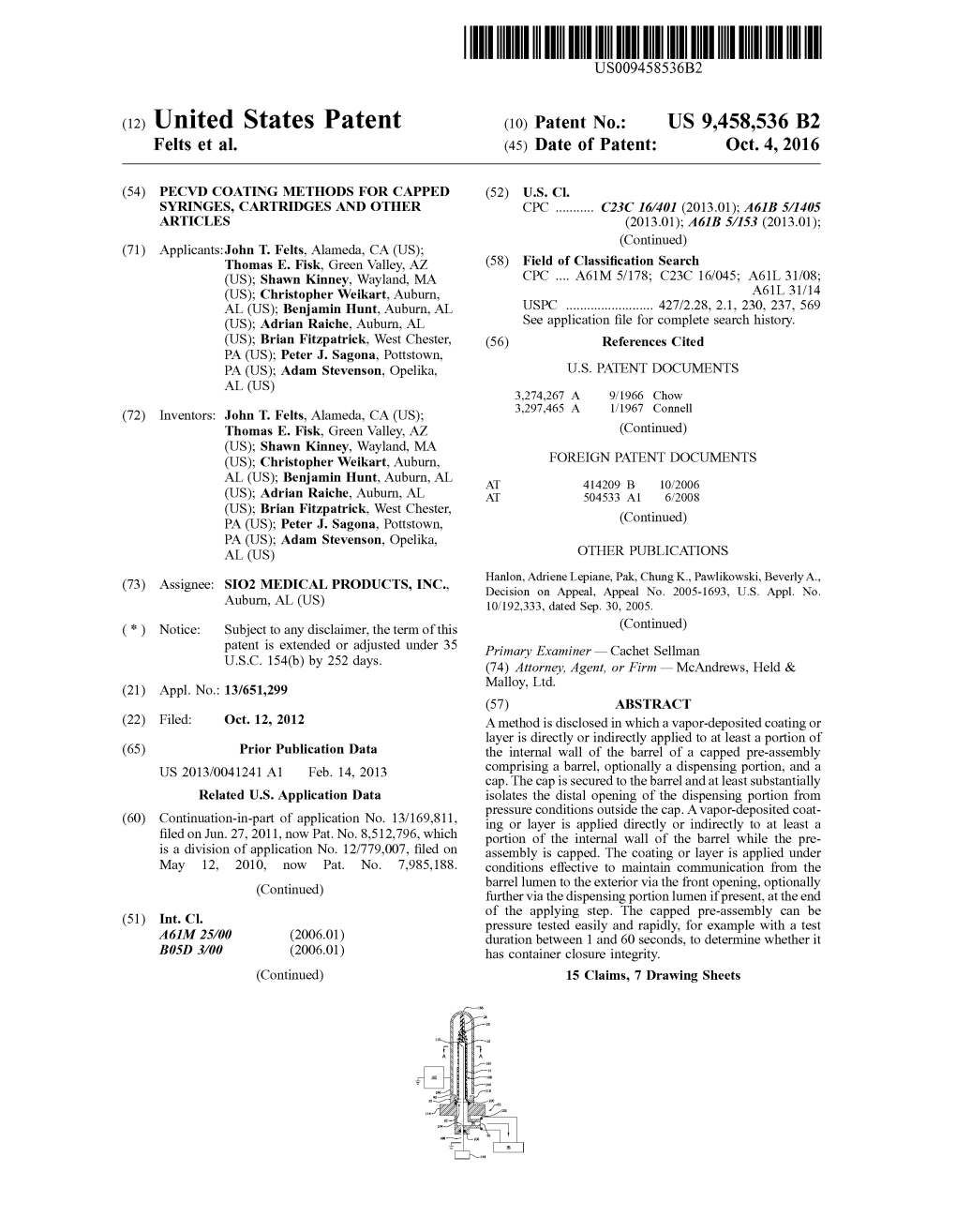 United States Patent (10) Patent No.: US 9.458,536 B2 Felts Et Al