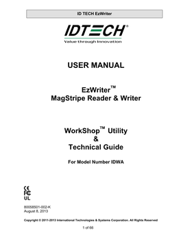 Ezwriter Magstripe Reader & Writer Workshop Utility & Technical Guide
