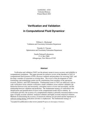 Verification and Validation in Computational Fluid Dynamics1