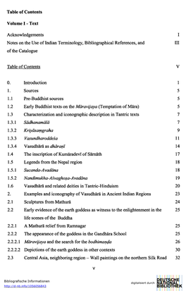 Table of Contents Volume I